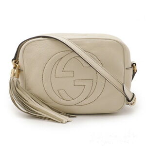 Gucci Soho Disco Tassel Shoulder Bag Pochette Ivory White Leather